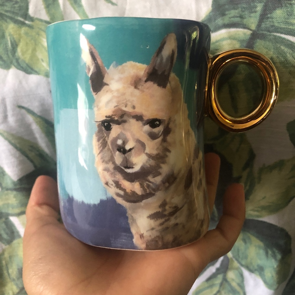 2x llama anthropologie mugs